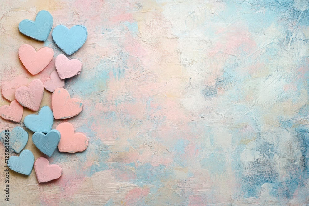 Leinwandbilder colorful pastel hearts arranged creatively on a soft background with a calming blend of colors durin
