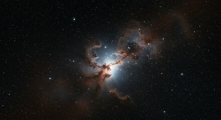 Fototapeta premium Cosmic Tapestry: A breathtaking image of a nebula, a celestial cloud of gas and dust, shimmering with vibrant colors against the backdrop of the infinite cosmos.