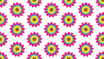 Botany flowers pattern, Hand-drawn botanical element, Abstract vector illustration doodle pink floral background, minimal botanical art.