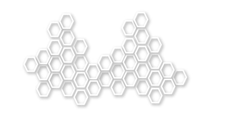 Abstract white hexagon 3d effect pattern with shadow seamless texture background. Use for book, poster, flyer, website vector illustration.
