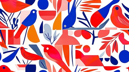 A vibrant&nbsp;crisp picture of simple&nbsp;adorable hand-drawn birds all over a soft brown background for printing or using as a setting, Generative AI.