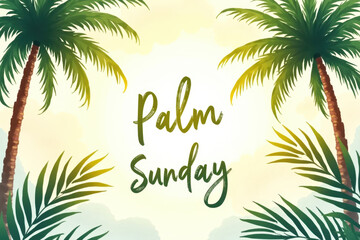 Obraz premium Palm Sunday celebration design with tropical palm leaves for posters and cards