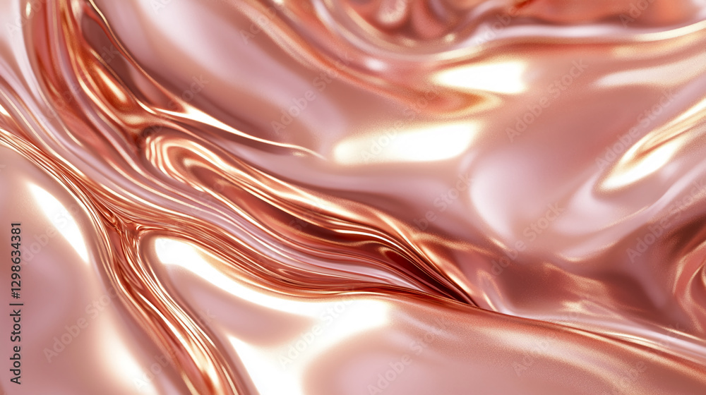 Aufkleber close-up of smooth and shiny rose gold satin fabric with flowing texture, representing elegance and 