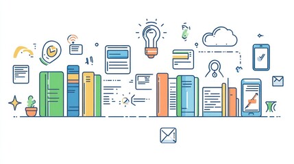 Digital documents, books, and communication, concept illustration