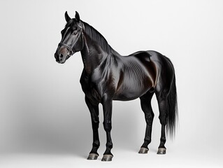 Obraz premium A stunning black horse standing in a studio