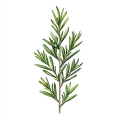 Fototapeta premium Detailed Watercolor Rosemary Sprig on White Background