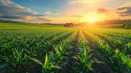 	
corn or maize at plantation farming field in the morning sunrise at agriculture farmland.	
