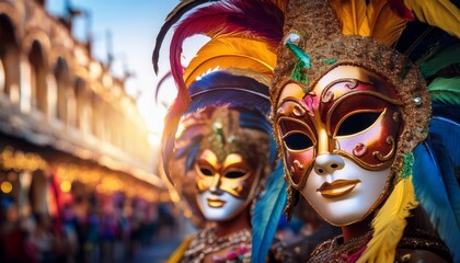 Obraz premium desfile de Mascaras clasicas de carnaval, estilo ultrarrealista, realista, 4k 