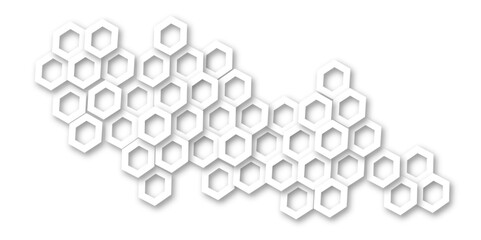 Abstract modern hexagonal effect for line geometric technology 3d white bright hexagon polygonal honeycomb luxury pattern white background. 