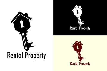illustration of house shape key with peephole, vector, silhouette, logo for property firm, property dealer, real estate, rental property, apartment, house for rent, plot, flat, builder, construction