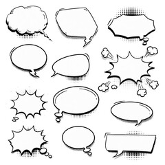 empty comic speech bubbles isolated