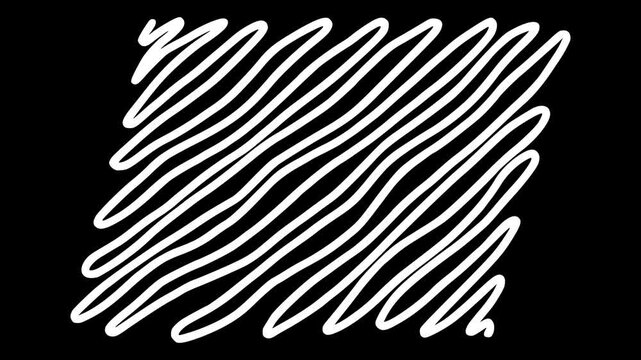 White wiggly hand drawn abstract curvy line parallelogram shape element on alpha