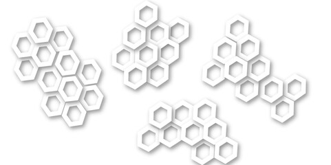 Abstract modern hexagonal effect for line geometric technology 3d white bright hexagon polygonal honeycomb luxury pattern white background. 