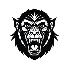 Ape Head Silhouette Vector Design