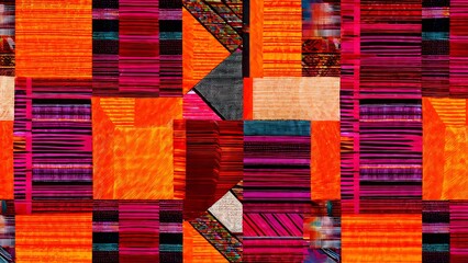 Abstract seamless pattern with vibrant colored stripes forming squares