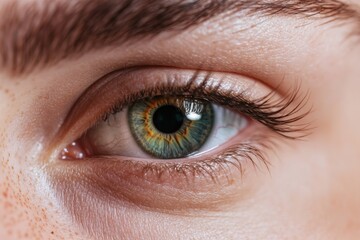 Close-up of vibrant eye revealing intricate patterns and unique