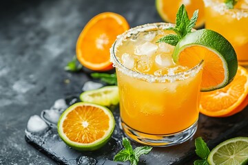 Refreshing Orange and Lime Cocktail with Salted Rim