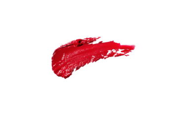 Red smear swipe isolated on white or transparent png background texture beauty lipstick swatch