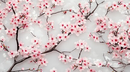 A serene display of delicate pink cherry blossoms against a soft background, symbolizing beauty and the essence of spring.