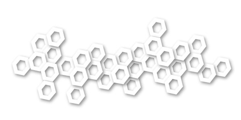 Abstract modern hexagonal effect for line geometric technology 3d white bright hexagon polygonal honeycomb luxury pattern white background. 