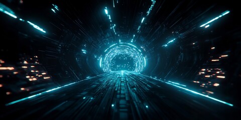 Fototapeta premium soft-glowing AI holographic energy web neon trails