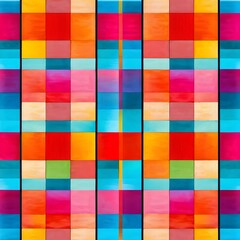 Abstract seamless pattern with vibrant colored stripes forming squares