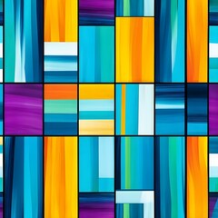 Abstract seamless pattern with vibrant colored stripes forming squares