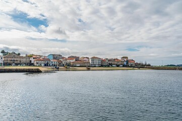 Coastal village of Cambados with terracotta roofs