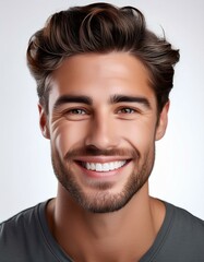 Fototapeta premium 白人男性の顔のポートレート。AIで生成