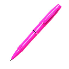 Neon pink highlighter pen  isolated on transparent white background