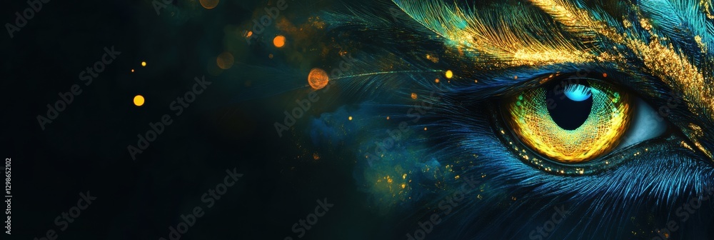 Aufkleber artistic close up of a mythical creatures eye featuring vibrant colors and mesmerizing details. gene