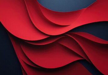 Abstract Red and Dark Blue Waves of Curved Paper on a Textured Background for Creative Design and Artistic Inspiration