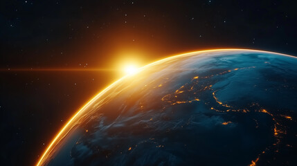 Obraz premium earth in space at sunrise