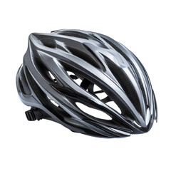 Bicycle gray helmet with adjustable straps isolated on transparent white background