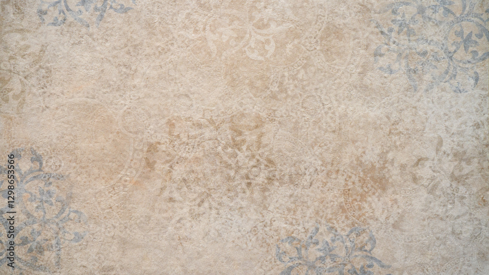 Aufkleber old brown gray rusty vintage worn shabby patchwork motif tiles stone concrete cement wall texture ba