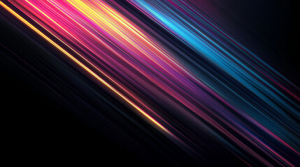 Fototapeta premium Diagonal Light Streaks on Black Background with Vibrant Gradient Colors