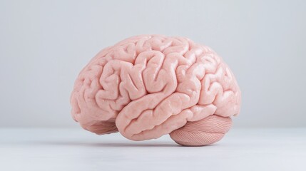 Human brain model isolated, against light gray background.  Possible use Educational