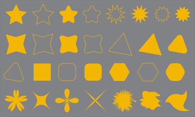 Stars collection, Star vector icons, Golden set of Stars, Vector illustration, Stars in modern simple flat style. 