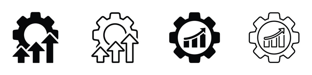 Operational excellence vector icons set. Production growth vector signs set