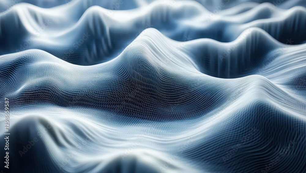 Poster Abstract texture of flowing waves in soft shades of blue with intricate patterns, creating a mesmerizing and soothing visual experience for design projects