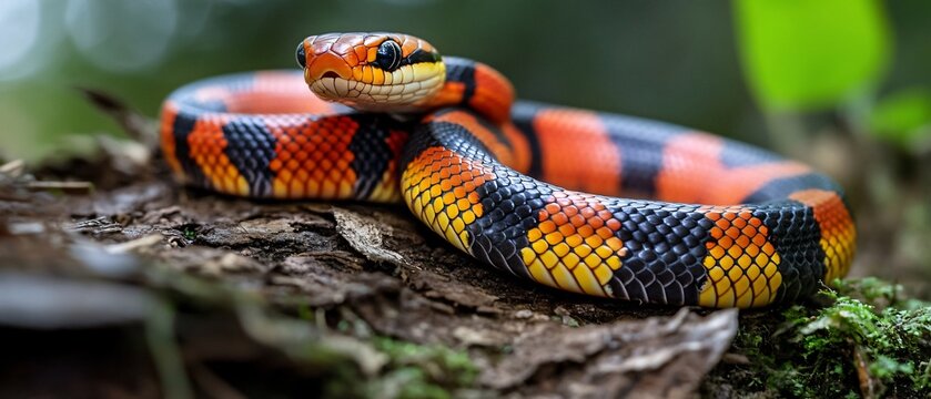 Venomous Eastern Coral Snake Micrurus fulvius for Educational Purposes in Herpetology Reptile Photography