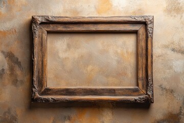 Wooden Picture Frame Displayed Against Decorative Textured Wall Background