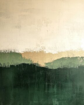This artwork features abstract, textured landscapes that blend earthy greens with soft sandy hues, creating a serene and modern ambiance perfect for relaxation and inspiration