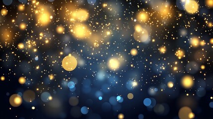 Fototapeta premium Abstract Sparkling Gold and Blue Festive Background Shimmering Elegant Design Luxury Texture Photo Festive Holiday Celebration Night Winter Magic 
