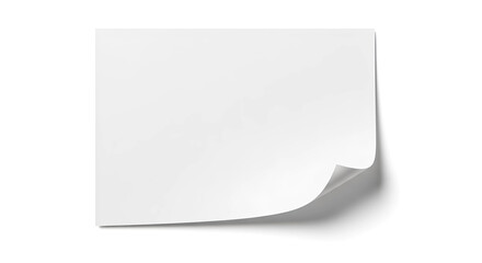 Blank White Paper Sheet with Curled Edge on Clean Background