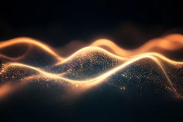 Wall murals glowing neural fractal field digital waves