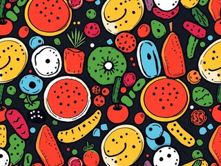 Abstract Food Doodle Pattern - Artistic Texture Design