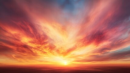 Obraz premium This stunning image captures a breathtaking sunset over the ocean, showcasing vibrant colors and dramatic cloud formations that evoke peace and tranquility.