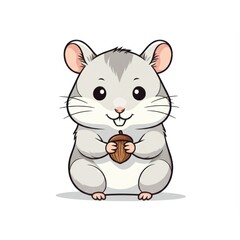 Obraz premium Cartoon happy Fluffy Hamster: A small hamster with round ears and a tiny nose