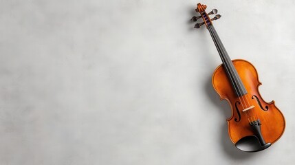 This beautifully crafted violin is elegantly positioned for a striking artistic showcase, accentuating its form and emphasizing the harmony of music and visual aesthetics.
